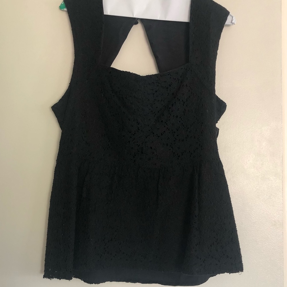 Anthropologie black eyelet péplum top